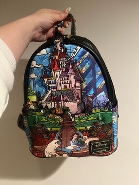NWT Disney Loungefly Beauty and the Beast Stained Glass Backpack